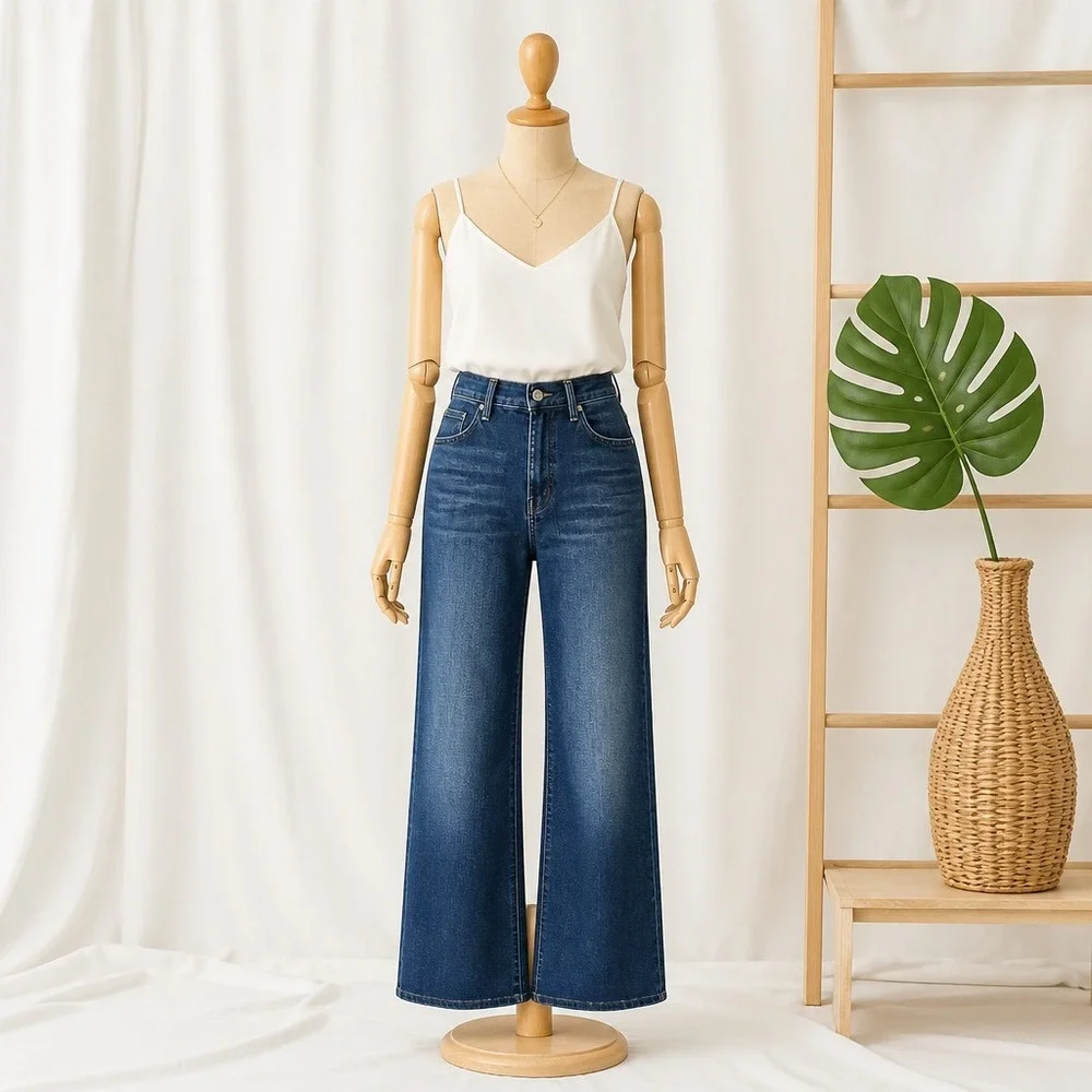 MOTHER The Hustler Roller Sneak Heirloom Wide Leg Jeans 28 Boho Chic - Picture 1 of 8